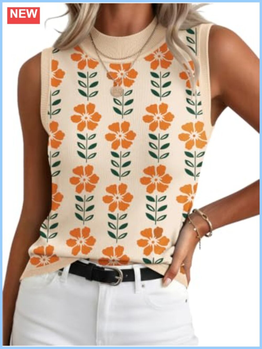 Turtleneck Tank Top Ribbed Mock Neck Sleeveless Business Casual Sweater